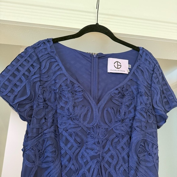JS Collections Soutache & Mesh Navy Blue Sweetheart Neckline Dress Office Sz 10 - Picture 5 of 9